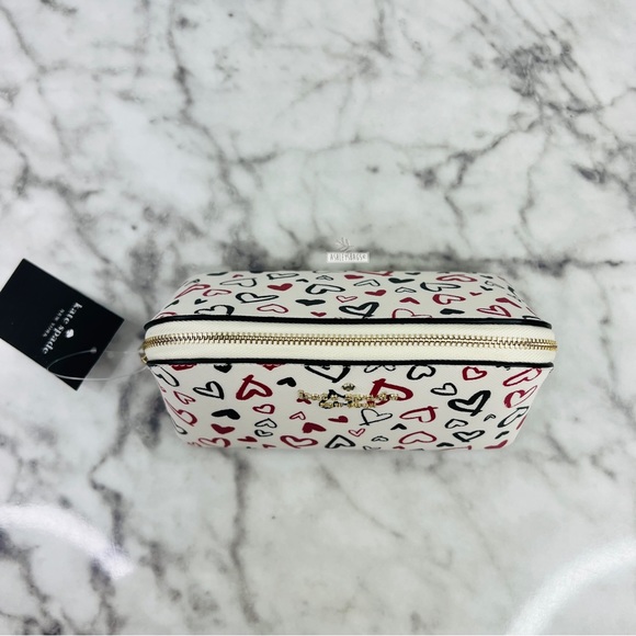 Kate Spade Scribble Hearts Cosmetic Case Pouch - Picture 3 of 7